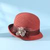 Nuevo Sombrero de Punto Desnatado de Primavera y Verano para Mujer con Flores, Sombrero de Pescador Transpirable con Sombra, Plegable, Moderno, Hueco, Sombrero de Cubo Pequeño