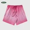 Camiseta corta de manga corta de dos tonos con degradado retro americano, estilo ins, moderna, para hombre y mujer, camiseta de dos tonos para transmisión en vivo, en stock, al por mayor