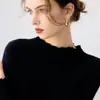 Encanto de lujo discreto~Suéter de cachemira con cuello alto y encaje para mujer, prenda interior de punto ajustada, nuevo estilo otoño e invierno