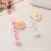 Novo Estilo Chaveiro de Girassol com Pom-Pom para Carro, Acessório de Coração de Metal Fresco e Colorido para Decoração de Bolsa Feminina