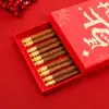 Palillos de Año Nuevo Palillos de Madera para Alitas de Pollo Caja de Regalo 10 Pares Caja de Regalo de Sándalo Rojo Embalaje Año del Caballo Palillos de Madera Sin Pintura Sin Cera