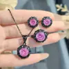 Moderna Cadena Colgante de Rosa Seca con Espina de Lujo Ligero Pendientes de Diamante de Alto Carbono Morado Anillo de Morganita Conjunto de Gemas