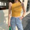 Camisola de Cuello Halter para Mujer Corta Versátil para Exterior Tejida para Fondo Fuera del Hombro Chic Estilo Coreano Estilo Preppy Top sin Mangas