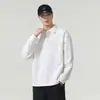 Sudadera de manga larga con cuello polo para hombre, estilo holgado, para otoño, simple, cómoda, casual