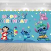 Estilo Hawaiano Stitch Stitch Dibujo Animado Fiesta de Revelación de Género Fondo de Foto de Cumpleaños Accesorios