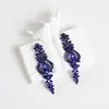 Pendientes Amazon transfronterizos, extragrandes, electrochapados, elegantes, de estilo largo, con un toque de alta gama, adornados con borlas y pedrería negra