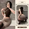 Ropa Interior Sexy con Tema Naranja Atuendo de Secretaria Puro Deseo Vestido Bodycon Provocativo Uniforme Ropa de Dormir Seductora para Mujer A962