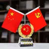 Decoración de bandera de escritorio ejecutiva, decoración de bandera nacional para sala de conferencias, portalápices de cristal de alta gama personalizado, regalo de bandera roja grande para escritorio