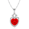Yihua Tiktok Collar de Plata Colgante en Forma de Corazón de Durazno Cadena Sencilla Versátil para la Clavícula Versión Coreana y Japonesa Colgante de Diamante Corazón Topacio