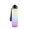 Novo copo de plástico com mola 1000ml copo espacial chaleira fosca portátil copo de água degradê copo de água para esportes ao ar livre