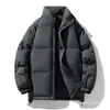 Casaco de algodão grosso de inverno para homens, jaqueta de algodão de corte solto, casaco moderno com gola alta, jaqueta puffer para casais, blusa versátil de cor sólida, casaco de algodão
