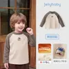 [Nuevos 2 artículos 15% de descuento] camiseta de manga larga jellybaby para niño ropa de bebé cálida camisa de capa base para niños de color block