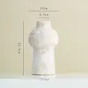 Vaso de Cerâmica Estilo Retrô com Acabamento Branco, Arranjo de Flores de Formato Único, Ornamento de Arte para Interior, Design Único, Decoração de Mesa para Interior