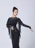 Top Riscado de Malha Elegante para Dança Moderna de Salão Valsa Prática Clássica