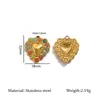 Acessórios de Pingente Coração de Renda em Aço Inoxidável Europeu e Americano Banhado a Ouro Moda Brincos DIY Acessórios de Colar Joias