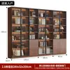Gabinete de libros usados estilo retro personalizado puerta de vidrio exhibición gabinete de vino sala de estar del hogar estantería integrada de pared a techo mano