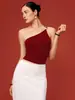 Top Feminino Alcinha Decotado Estilo Francês, Estilo Garota Picante de Verão, Barra Irregular, Estilo Puro Desejo, Design Outerwear, Tomara que Caia