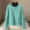 Pequena Quantidade de Roupas: Casaco de Lã Dupla Face Elegante Gola Redonda Estilo Chanel Mistura de Lã Mohair Estilo Novo Primavera 2026 para Mulheres