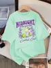 Camiseta de Diseño Club de Cócteles Margarita de Medianoche Cuello Redondo Holgada Manga Corta Moda Algodón Superior Casual Verano Mujer