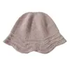 Venta al por mayor transfronteriza del fabricante, Gorro de pescador cálido de punto 100% lana pura con borde de encaje, Gorro de lana cálido de punto en stock