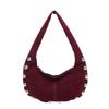 Bolso de hombro con remaches retro de estilo sexy transfronterizo, nuevo, suave y ligero, para uso diario, bolso de axila de gran capacidad para mujer.