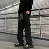 Jeans Denim Cargo Multi-Bolsos High Street Americano Masculino Verão Novo Solto Reto Perna Larga Calça Longa Masculina Algodão