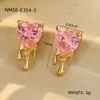 Brincos de Aço Inoxidável em Formato de Coração com Zircônias Cravejadas de Diamante Design Moderno Personalizado Joias para Orelha Atacado