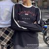 Moda Tendência Elegante Versátil Cor Contrastante Manga Longa Padrão Inglês Moletom Manga Longa Exportação Europeia e Americana 2024