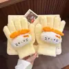 Luvas de Pelúcia Quentes Tricotadas de Cinco Dedos com Gatinho de Strass para Mulheres no Inverno, Versáteis à Prova de Frio e Vento para Ciclismo, Aconchegantes