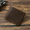Cartera de Cuero Genuino para Hombre Transfronteriza con Múltiples Ranuras para Tarjetas, Cartera Corta de Cuero Crazy Horse Retro Casual Portatarjetas de Negocio 80% de descuento