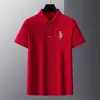 Camiseta de Manga Corta de Algodón Merceizado Hielo para Hombre Verano Nueva Camiseta de Color Sólido Casual para Hombre Polo Delgado con Cuello