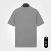 Camiseta de Seda de Hielo de Tacto Frío para Hombre con Cuello Medio Alto y Manga Corta, Camisa de Punto Acanalado Transpirable para Verano, Disponible en Múltiples Colores, Ropa para Hombre al por Mayor