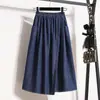 Artistic plus-size high-waisted slimming denim skirt for women, autumn style, loose fit, slimming, Korean version, with back slit, mid-length