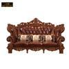 Sofá Estilo Europeo Combinación 1234 Juego para Sala de Estar, Lujo Americano Cuero Genuino Muebles de Madera Maciza, Chaise Longue de Tamaño Grande con Detalles Tallados