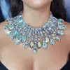 Vestido de Banquete Transfronterizo Nuevo de Diamante Completo Collar Exagerado Cadena para Clavícula de Pedrería en Forma de Gota de Agua de Alta Calidad Europea y Americana collar