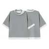 Camiseta de Manga Corta T83 para Mujer, Estilo Retro Japonés de Moda, Falso Dos Piezas, Capas, Adelgazante, Estilo Simple Americano, Verano