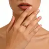 Anillo Transfronterizo de Moda Coreana de Acero de Titanio con Forma de Corazón, Estrella y Luna, Incrustado de Diamantes, Diseño de Nicho, Anillo de Acero Inoxidable de Lujo Ligero Estilo Ins para Mujer