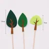 Enchufe para Pastel de Cumpleaños de Árbol del Bosque Verde Azul Amarillo Fieltro Árbol Mori Decoración para Hornear Tarjeta de Mesa de Postre