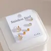 Set de pendientes transfronterizo europeo y americano de 3 piezas, exquisitos pendientes combinados de corazón y mariposa, elegantes pendientes de acero inoxidable para mujer