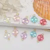 Colgante de trébol de cuatro hojas de vidrio con degradado transparente, colgante individual o doble, accesorios para pendientes y collares DIY hechos a mano, al por mayor