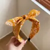 Nueva diadema de lazo vintage de cachemira, cinta para el pelo de tela ancha anudada estilo coreano, accesorio para el cabello simple para mujer