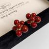 Pendientes de Uva Roja con Cuentas de Año Nuevo para Mujer Pendientes de Lujo Ligero de Alta Gama Pendientes Nicho de Perlas Ancora Joyería de Otoño e Invierno
