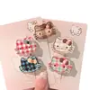 KT Cat Pinza de Pelo Cuadros Linda Estilo Dibujos Animados Marrón Flequillo Lateral Pinza Simple Versátil Pelo Suelto Pinza de Pato Pinza de Pelo