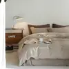 Juego de cama de cuatro piezas con diseño de gofre de clase A, de algodón 60 de calidad para bebés, color sólido, funda de edredón de algodón puro, ropa de cama ligera de lujo de alta calidad