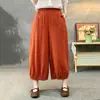 Pantalones de Linterna de Algodón de Gasa de Doble Capa de Nuevo Estilo 2026 para Mujer, Verano Delgados Vintage Artísticos Holgados Talla Extra Casual para Mujer