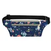 Riñonera Casual Estampada Floral Ajustada para Mujer, Bolsa de Cintura Ajustable de Tela Oxford con Múltiples Bolsillos con Cremallera para Caminar, Festival, Vacaciones