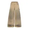 3313 Pantalones de Calle Retro Estilo Americano Ropa de Trabajo Streetwear Cintura Doble Resistentes Color Desgastado para Hombre Sueltos de Pierna Ancha