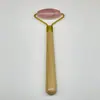 Massageador Roller de Jade Natural e Cristal Rosa Multifuncional para Beleza Facial Empurrador Bastão de Bola de Cristal Multifuncional para Corpo Inteiro