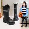 Botas de Cano Alto para Meninas Estilo Coreano Botas Casuais de Moda 2025 Outono/Inverno Novas Botas de Couro Peludas de Princesa Botas Altas Quentes