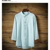 Camisa de lino de verano para hombre, holgada, informal, de manga corta, de algodón y lino.